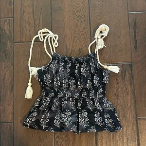 Moon River Black and White Floral Camisole